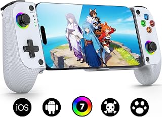 Mocagen MC1 Phone Controller for iPhone & Android – Ergonomic Grip, Low Latency, Case Friendly, Bluetooth Mobile Controller with Hall Effect Joysticks, Turbo, Portable Travel Companion for Car/Leisure