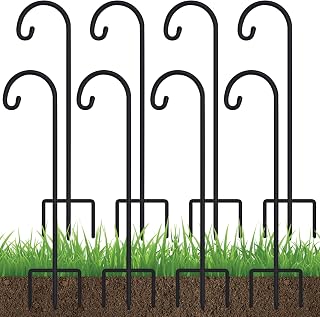 FEED GARDEN 32" Small Shepherd Hooks for Outdoor, Adjustable Decorative Garden Hooks for Solar Lanterns, Hanging Plants, Wind Chimes & Outdoor Decor, 8 Pack