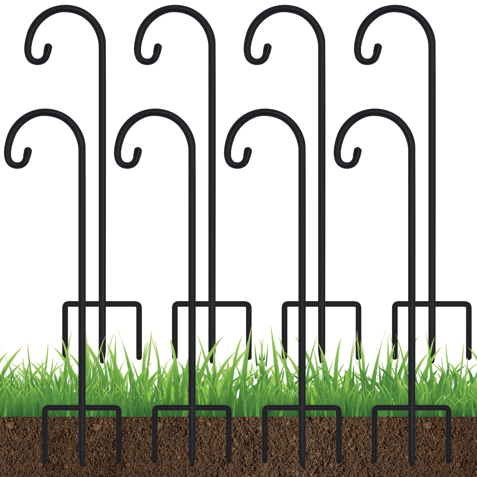 FEED GARDEN 32" Small Shepherd Hooks for Outdoor, Adjustable Decorative Garden H