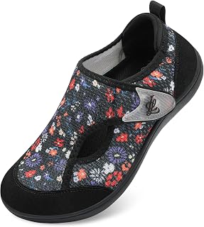 LeIsfIt Wide Toe Box Diabetic Shoes for Women Zero Drop Barefoot Sneakers Breathable Adjustable for Edema Swollen Feet & Seniors
