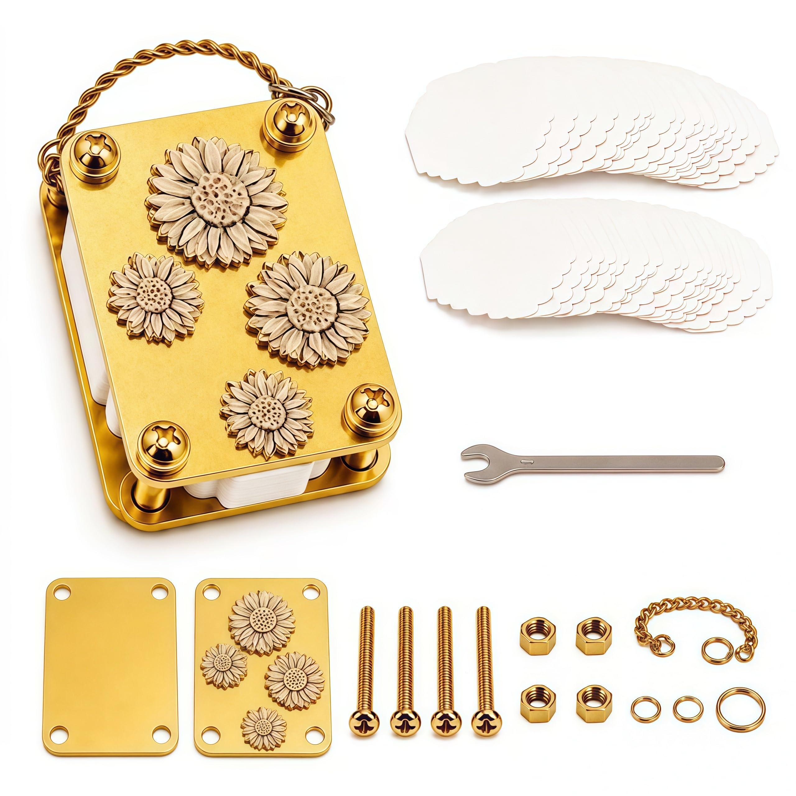 Mini Flower Press Keychain, Portable Micro Flower Press Kit with Secure Straps f