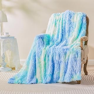 EMME Faux Fur Throw for Sofa,Plush & Fluffy Blanket Tie-dye 150 x 200