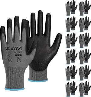 KAYGO Safety Work Gloves for Men Women, PU Coated Palm & Fingers, KG11P