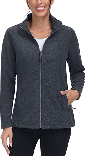 TACVASEN Women's Full Zip Fleece Jacket Lightweight Jacket Womens Winter Warm Coats with 2 Zipper Pockets