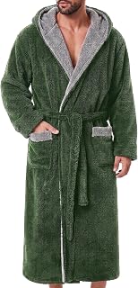 GIISAM Mens Robes Soft Fleece Plush Warm Hooded Thick Heavy Cozy House Coat