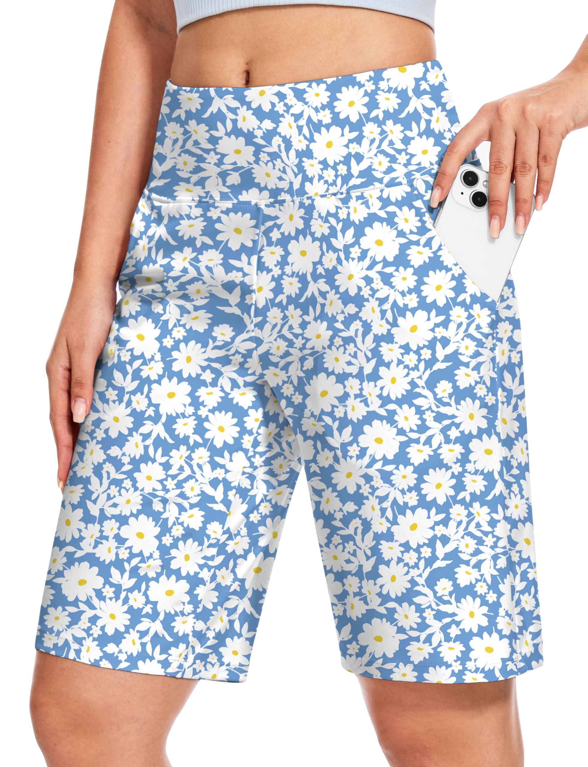 Blouty Women's 9" Bermuda Long Shorts Knee Length with Pockets