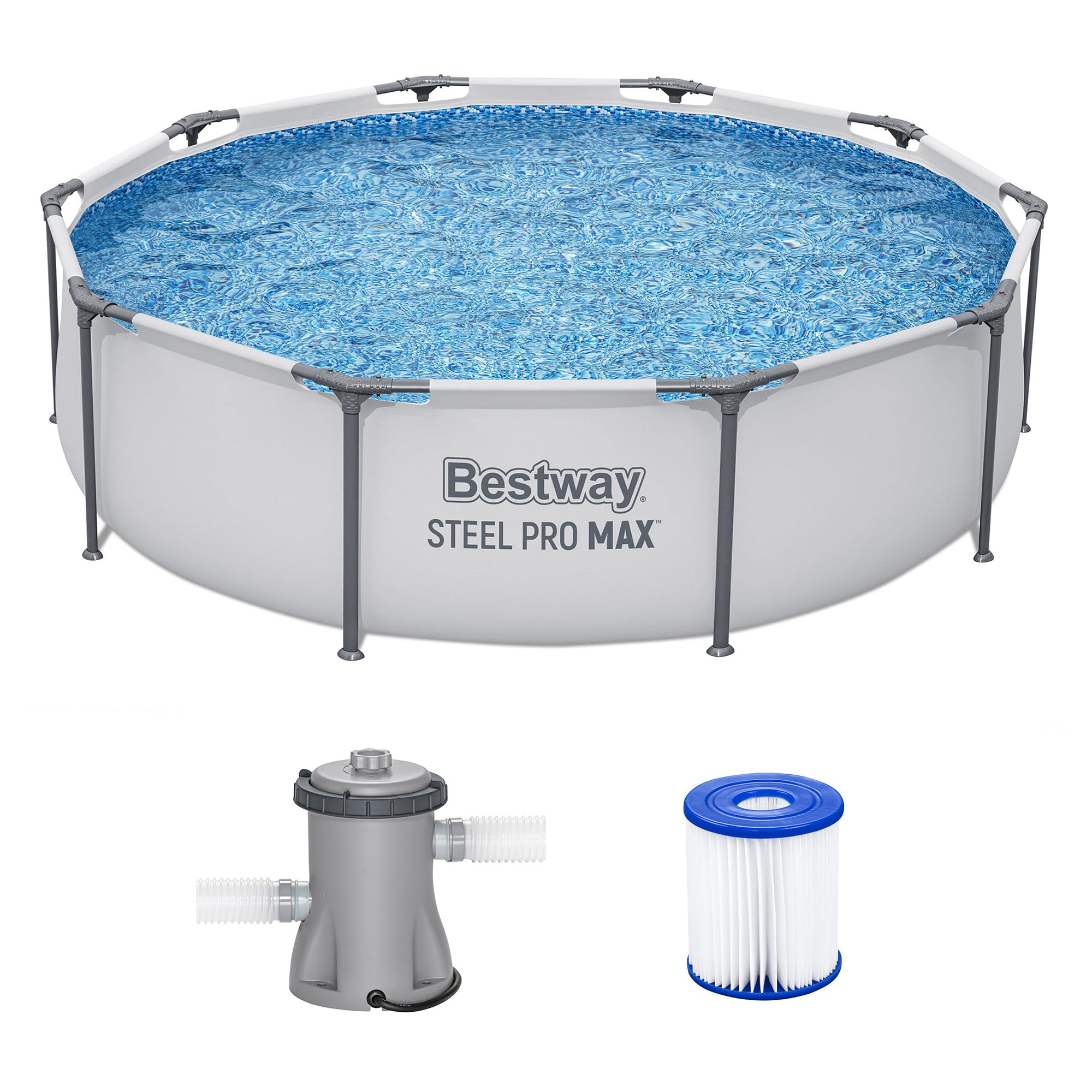 Bestway Steel Pro MAX 10' x 30" Above Ground Swimming Pool Set with Pump | Durab