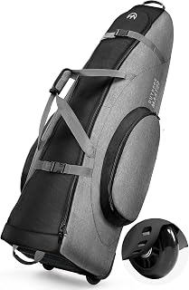 OutdoorMaster Padded Golf Travel Bag with Reinforced Wheels | 900D Oxford Fabric, Wear-Resistant, Waterproof, Accessories Compartment, Soft-Sided Golf Club Bag, Airline Travel,