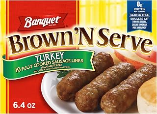 Banquet Brown 'N Serve Turkey Sausage Links, Frozen Meat for Breakfast, 6.4 oz.