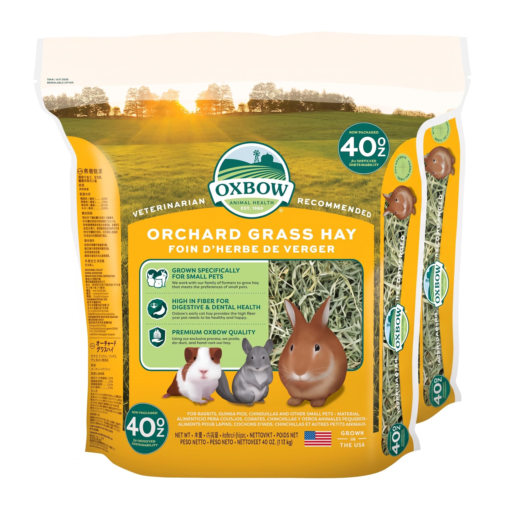 Oxbow Orchard Grass Hay for Small Pets – All-Natural Long Strand Fiber Hay for R