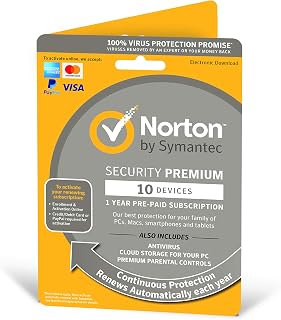 Norton Security Premium 2023 10 Devices 1 Year Antivirus Included PC/Mac/iOS/Android by Post