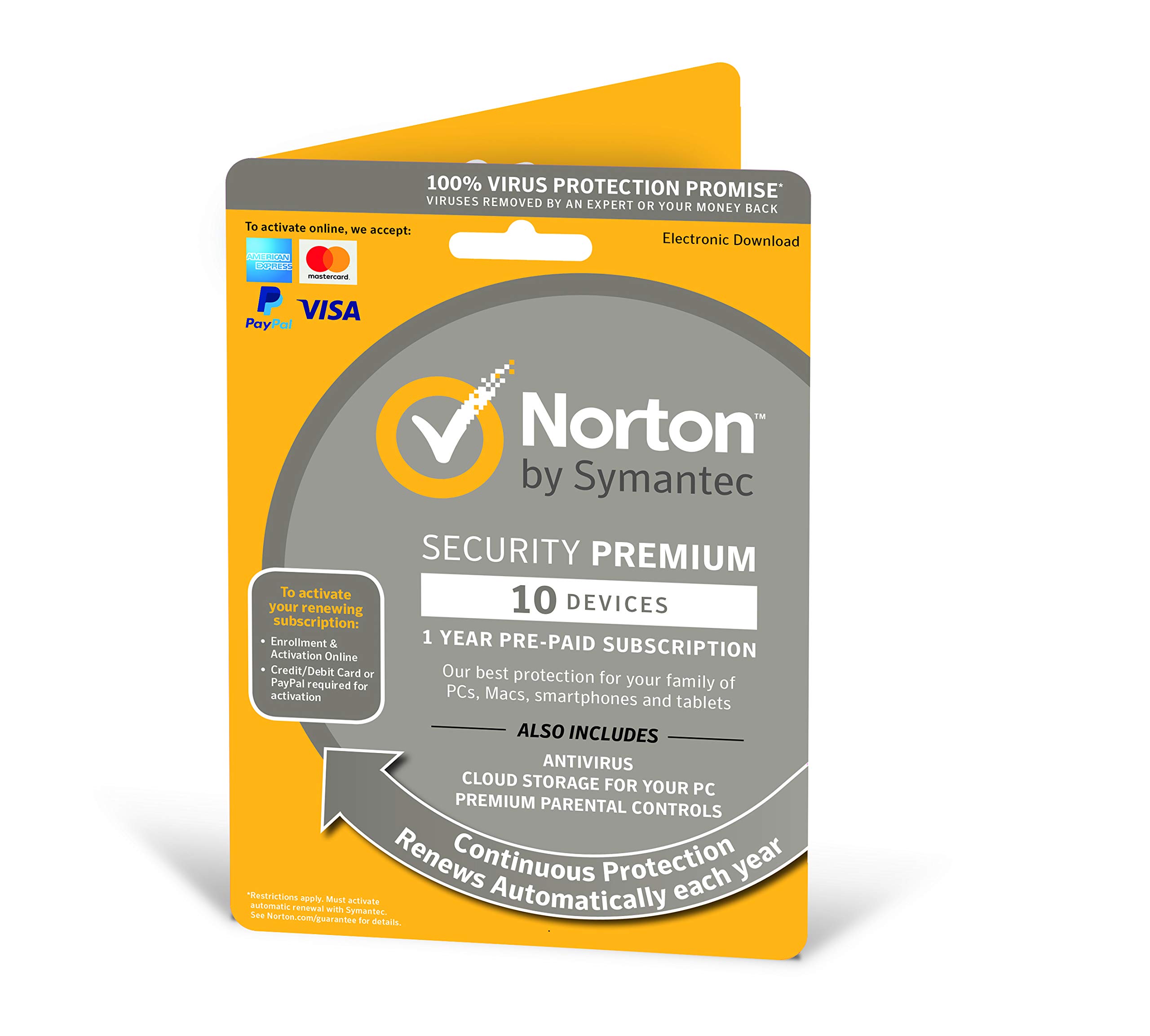 Norton Security Premium 2023 10 Devices 1 Year Antivirus Included PC/Mac/iOS/And