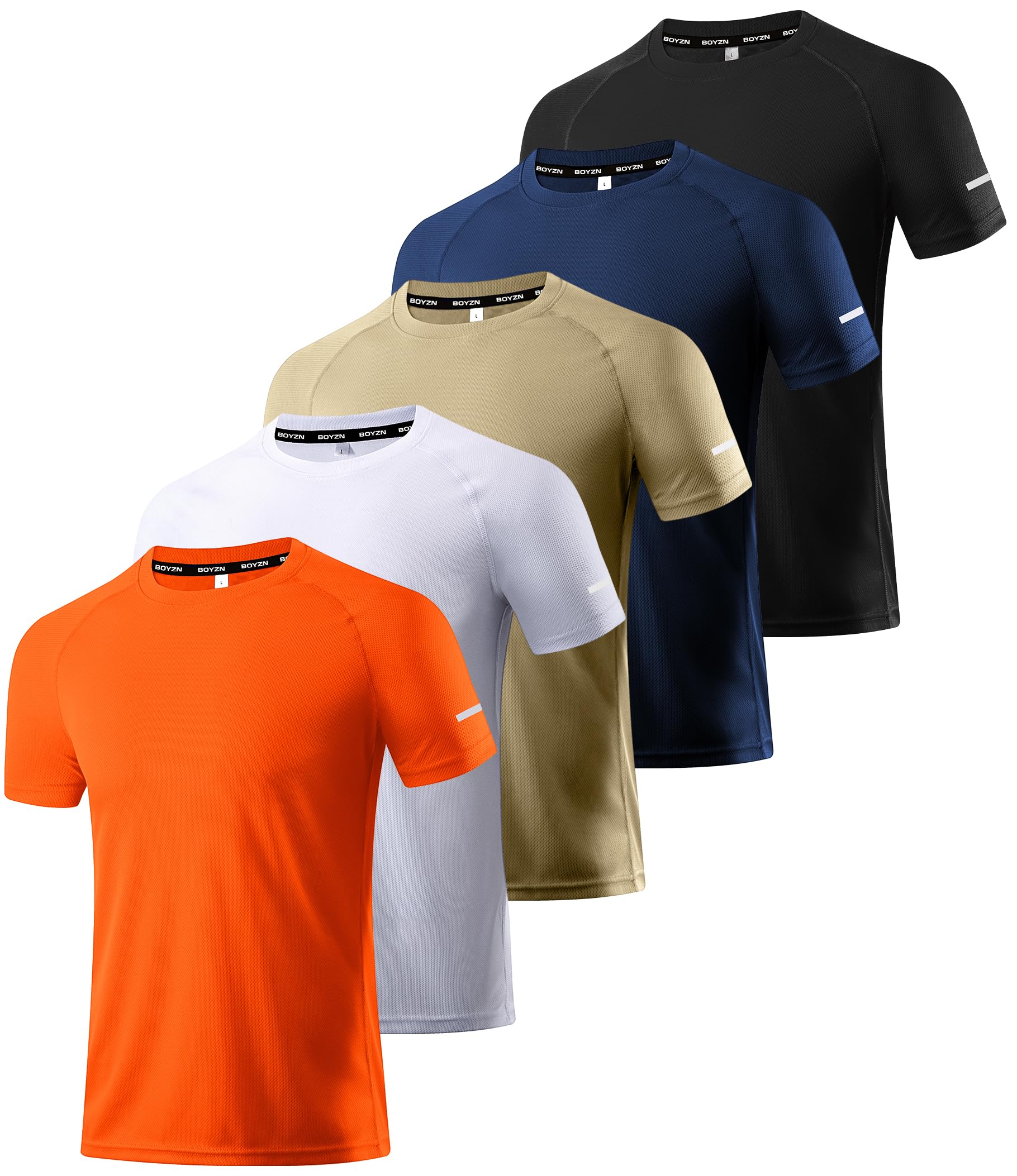 Boyzn 1, 3 or 5 Pack Men's Workout Running Shirts, Dry Fit Moisture Wicking T-Sh