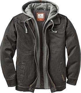 Legendary Whitetails Men's Dakota Jacket Full Zip Up Winter Coat for Men Rugged Waxed Cotton Canvas Outerwear Hooded Trucker Western Style Clothing Jacket