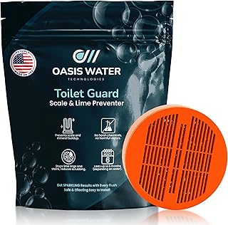 Toilet Guard by Oasis Water Technologies – Hard Water & Limescale Drop-In Toilet Tank Tablet | Polyphosphate Formula | Helps Reduce Rings, Stains & Mineral Buildup | Bleach-Free 180-Day Tablet