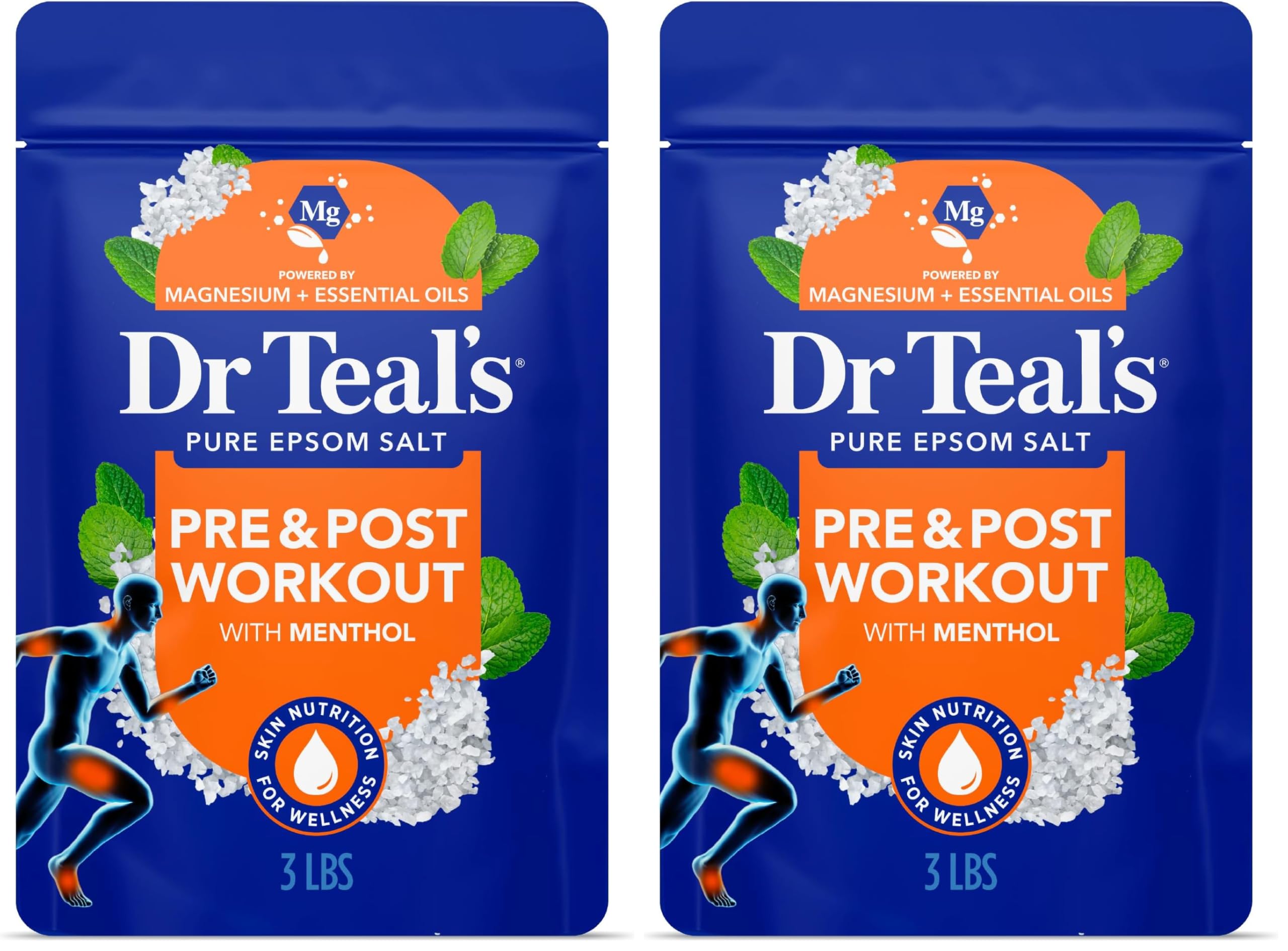 Dr Teal's Epsom Salts Pre & Post Workout 3Lb 1.36kg (Pack of 2)