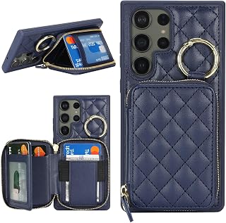 for Galaxy S24 Ultra Case Wallet with Card Holder-Blue