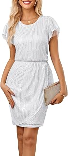 GRACE KARIN Women's Cap Sleeve Sparkly Sequin Midi Dress
