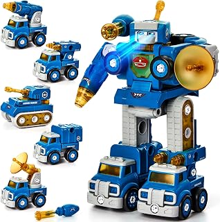 hahaland 5 in 1 Take Apart Robot Toys STEM Toy for Todder 6-8 | Kids Toys Gifts for 5 6 Year Old Boys Girls, Kids Robot Vehicles Cars Toy for Age 5+