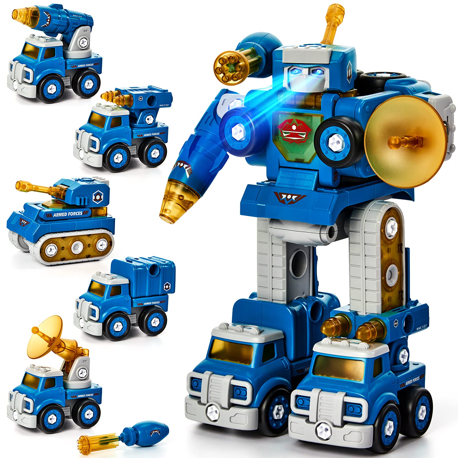 hahaland 5 in 1 Take Apart Robot Toys STEM Toy for Todder 6-8 | Kids Toys Gifts 