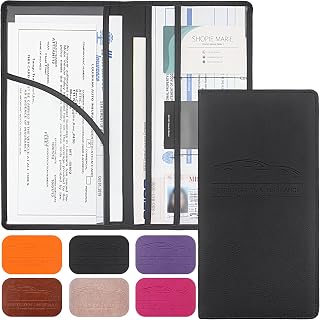 LumiMokki Premium Car Registration &amp; Insurance Card Holder, Black | Vehicle Glove Box Organizer, Magnetic Closure Car Document Holder, For Insurance, Cards, License, Women &amp; Men