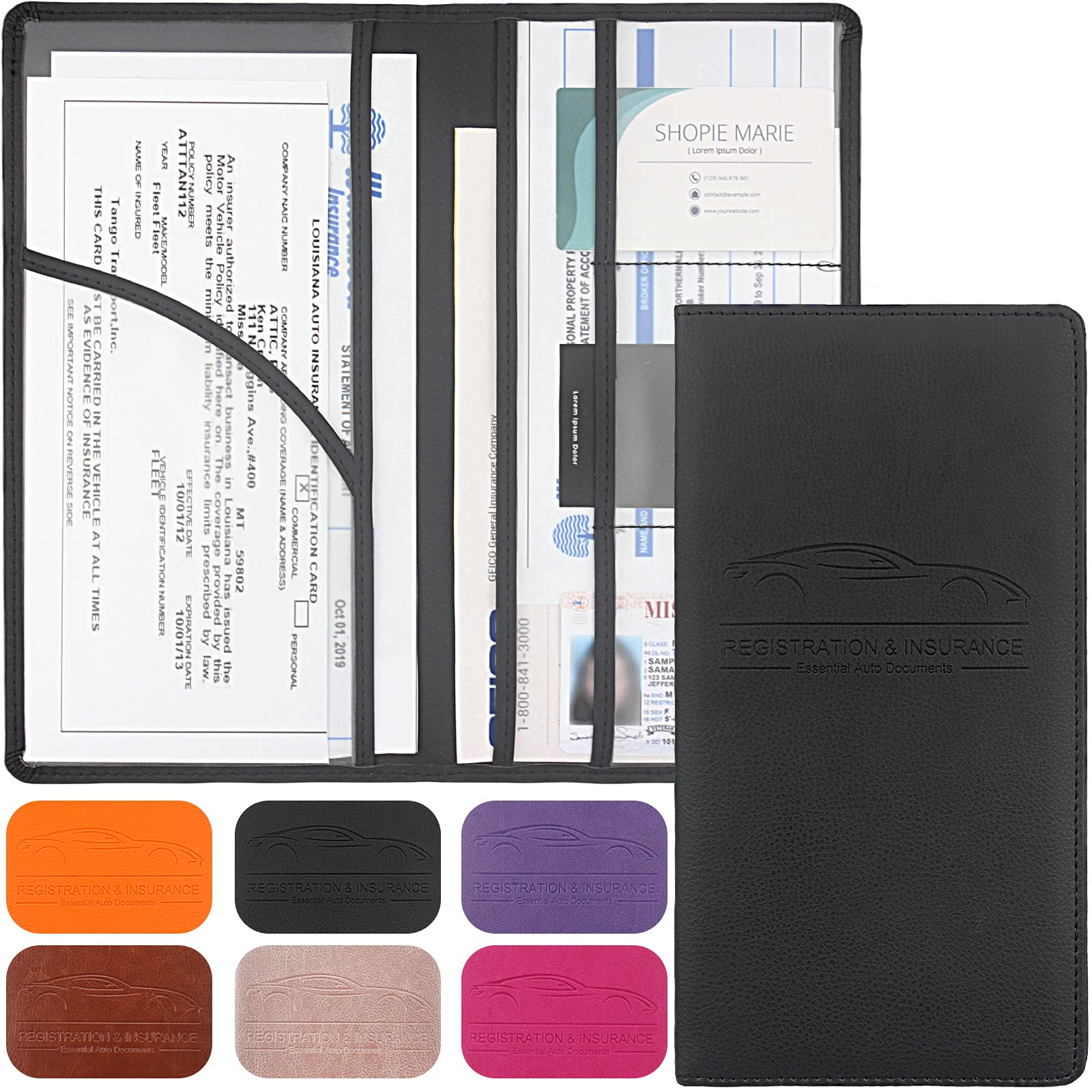 LumiMokki Premium Car Registration &amp; Insurance Card Holder, Black | Vehicle 