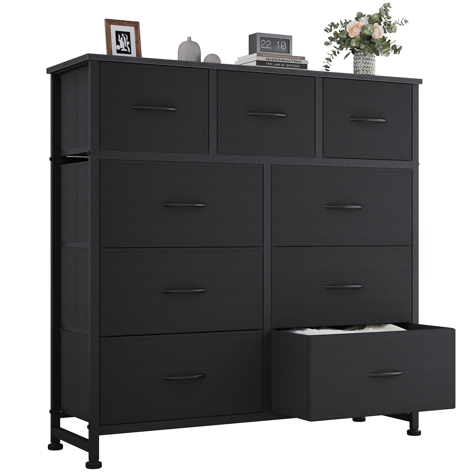 OLIXIS 9 Drawer Black Dresser for Bedroom, Closet Organizer Storage Tower | Easy