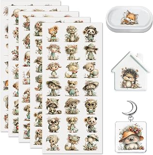 HERRYPENG 105PCS Cute Animals UV DTF Stickers for Keychains | 105PCS UV DTF mini stickers for DIY Easy no-heat on keychains, Libbey glass, candles & pots Vivid & durable
