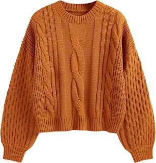 ZAFUL Womens Sweater Cable Knit Long Sleeve Knit Fall Outfits