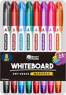 Smart Panda 8 Whiteboard Pens Dual Tip, Thin White Board Markers Erasable