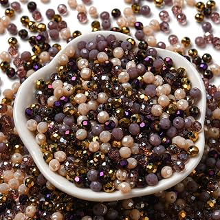 820pcs/60g Mixed Color Faceted Rondelle Glass Beads Loose Beads Flat Glass Beads for DIY Bracelet Necklace Earrings Jewelry Making Supplies, 4x3mm