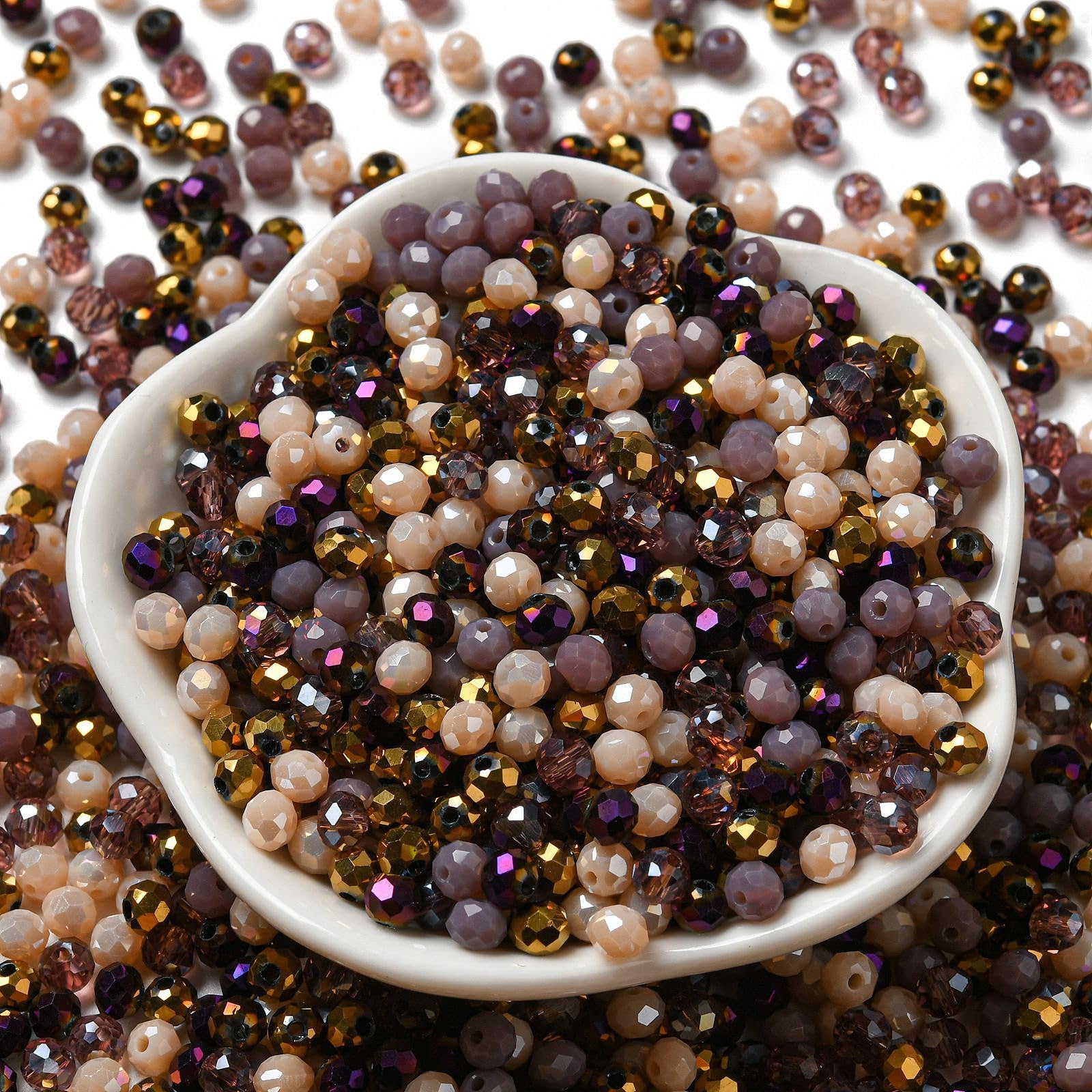 820pcs/60g Mixed Color Faceted Rondelle Glass Beads Loose Beads Flat Glass Beads