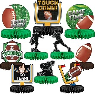 Gatherfun10PCS Football Party Decorations Football Table Centerpiece Football Honeycomb Centerpieces Table Toppers for Football Birthday Party Football Game