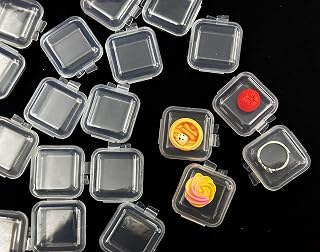 20 Pack Mini Square Clear Plastic Storage Boxes with Hinged Lid for Crafts Jewelry Making