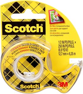 Scotch Tape Double Sided Tape, 12.7mm Wide x 6.3m, 1 Roll in Dispenser