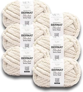 Bernat Extra Thick Chunky Yarn for Crocheting Soft, Oatmeal, 6-Pack | #7 Jumbo Yarn, 100% Polyester, Extra Thick Chunky Blanket Yarn for Knitting, Crochet & Crafts, 24yds, 200g/7oz per skein