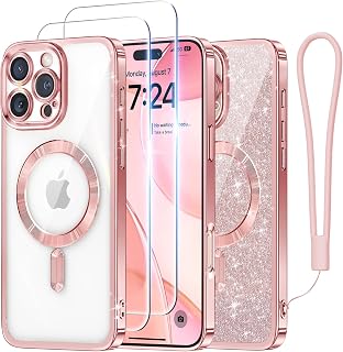 Meifigno Case Designed for iPhone 16 Pro Case 6.1 Inch, Rose Gold