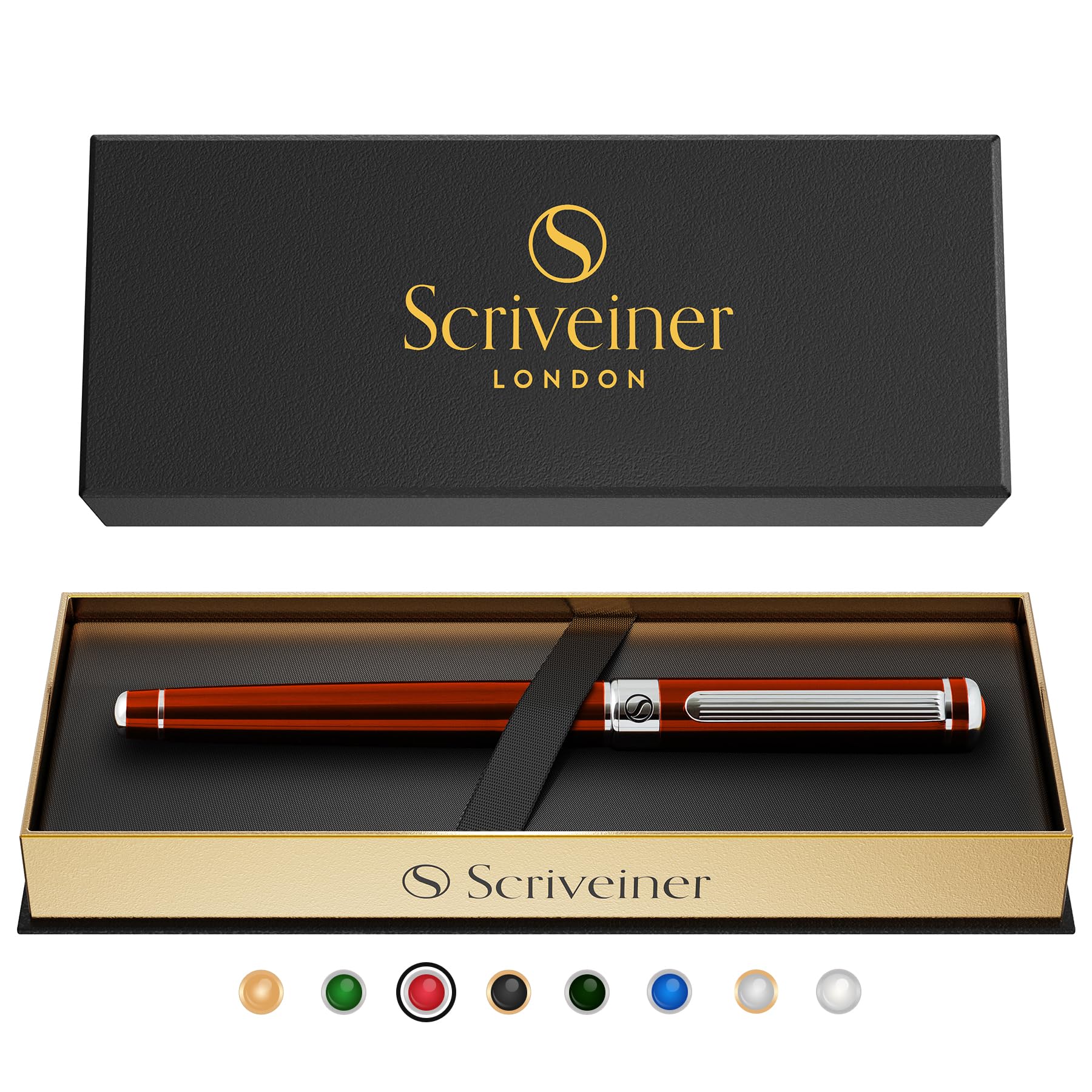 Scriveiner Crimson Red Rollerball Pen - Multi Award Winning Luxury Rollerball wi