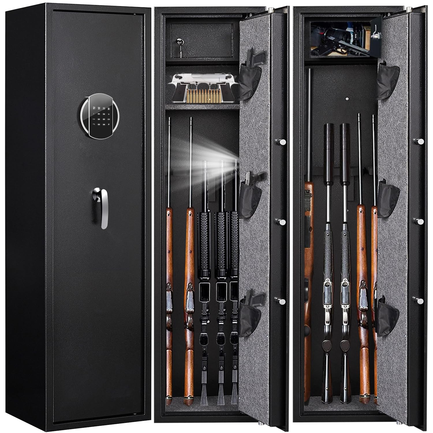 57.09''H Fireproof Gun Safe, Quick Access 5-8 Gun Safe for Home Rifle & Pistols,