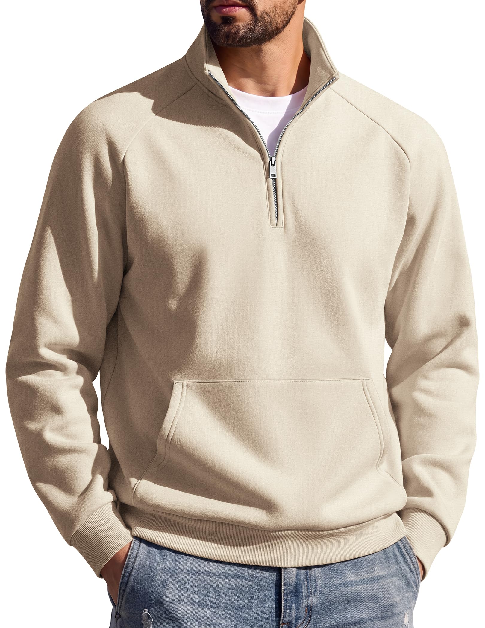 COOFANDY Mens Quarter Zip Pullover 2026 Fleece Mock Neck Casual Sweatshirt