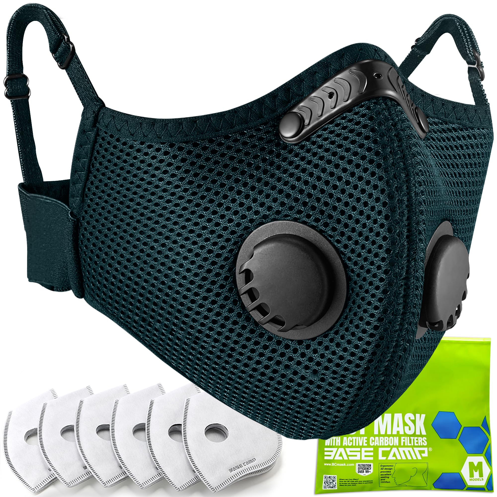 BASE CAMP M Plus Dust Mask, Dust Face Mask with 6 Filters, Safety Work Masks for