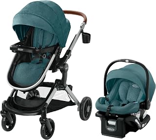 Graco Modes Nest 3-in-1 Travel System (Stroller &amp; Car Seat), Bayfield | 3 Modes: Infant Car Seat Carrier &amp; Pramette, Toddler Stroller; Slide2Me Height-Adjustable and Reversible Stroller Seat