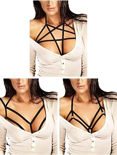 Boao 3 Pieces Women Bra Harness Strappy Concave Out Body Cross Cage Bra Cupless Lingerie for Women Girls Supplies (Style Set