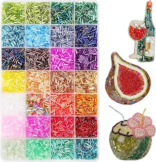 JOJOPLAY Tube Seed Beads 7mm Crafts Glass Bugle Beads with for Jewelry Making Embroidery Decoration (28 Colors, 8400pcs)