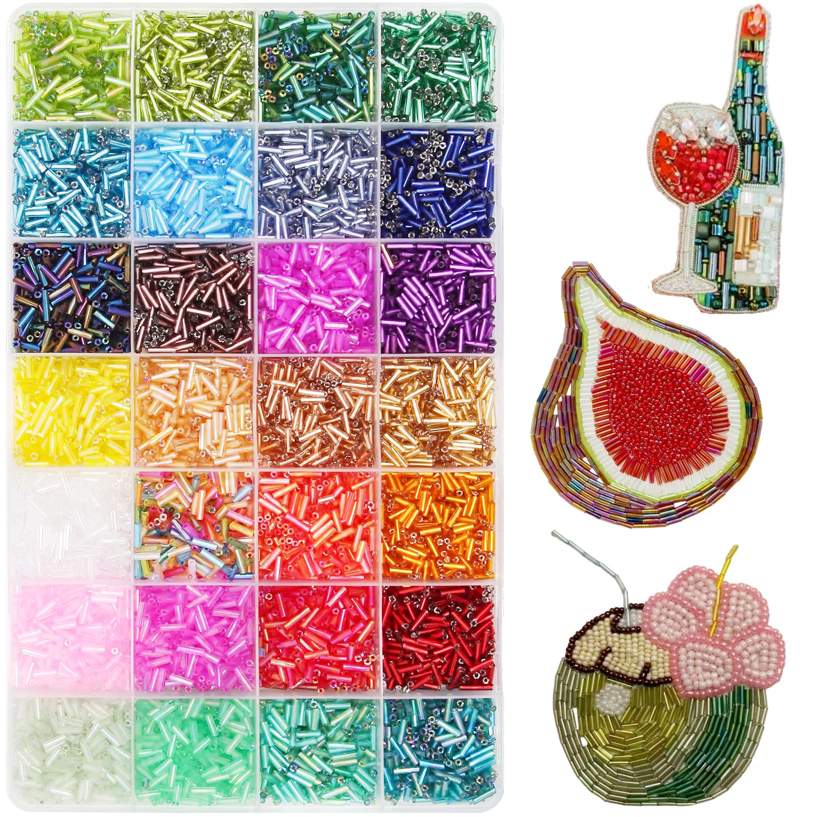 JOJOPLAY Tube Seed Beads 7mm Crafts Glass Bugle Beads with for Jewelry Making Em