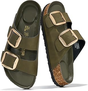Project Cloud 100% Genuine Leather Cork Footbed Sandals Women Womens Slides