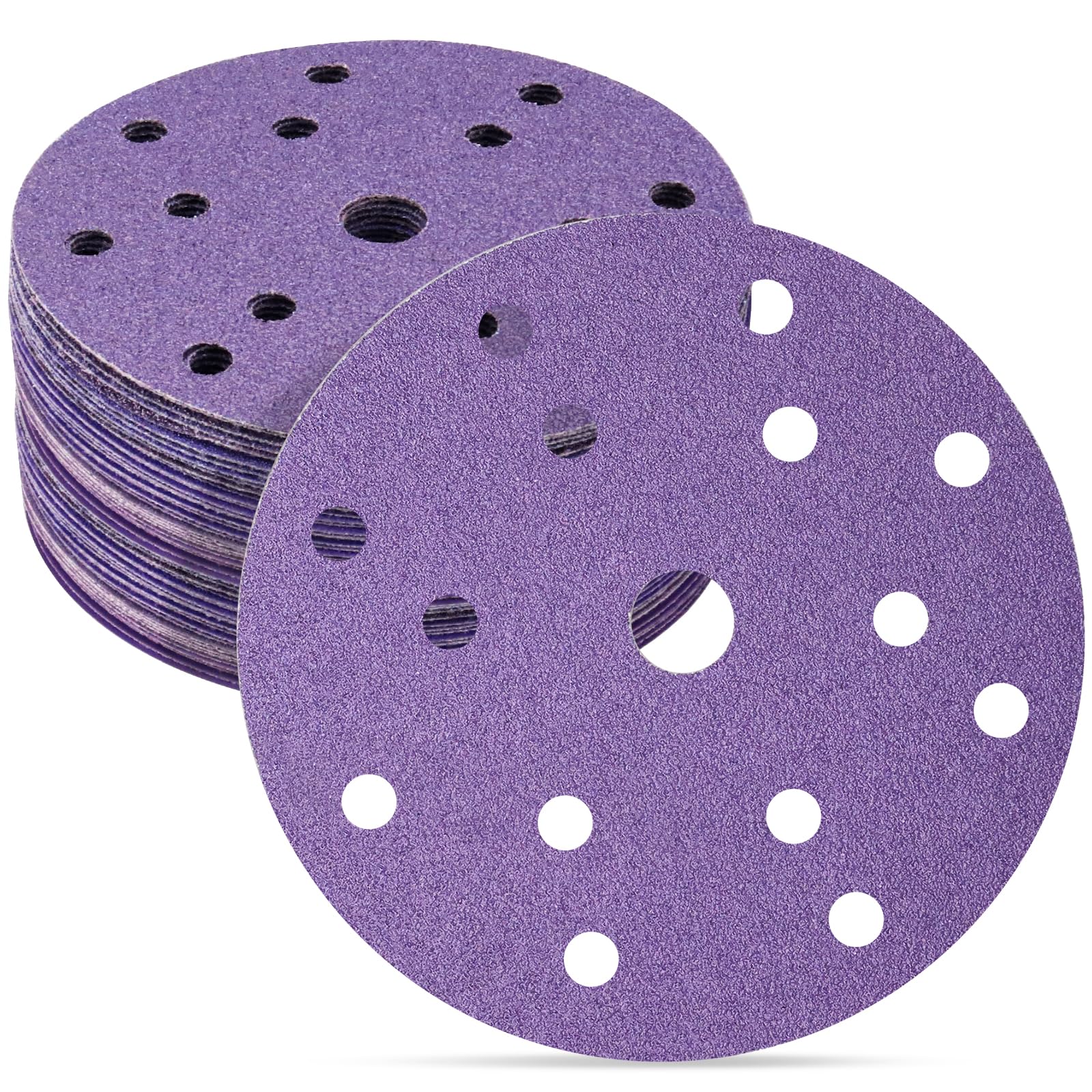 STEBRUAM 30 Pieces 150 mm Sandpaper 60/80/120/180/400/600 Mixed Grit, Eccentric 