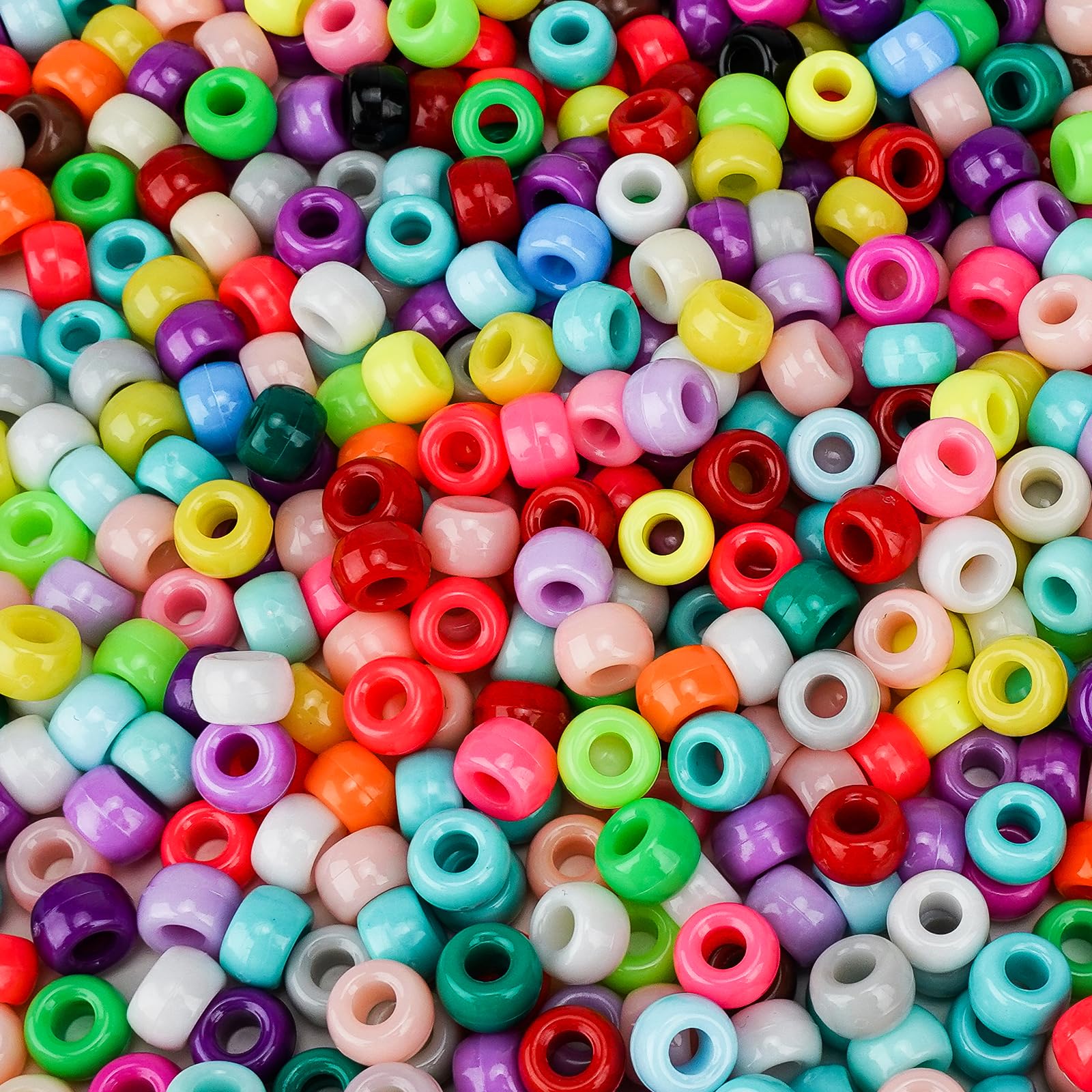 1200+pcs Pony Beads 9mm Kandi Beads for Bracelets, Hair Bead for Braids Plastic 