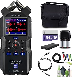 Zoom H4essential 4-Track Audio Recorder with Accessibility Option Bundle | For Music, Video & Field Recording | 32-Bit Float | Stereo Microphones
