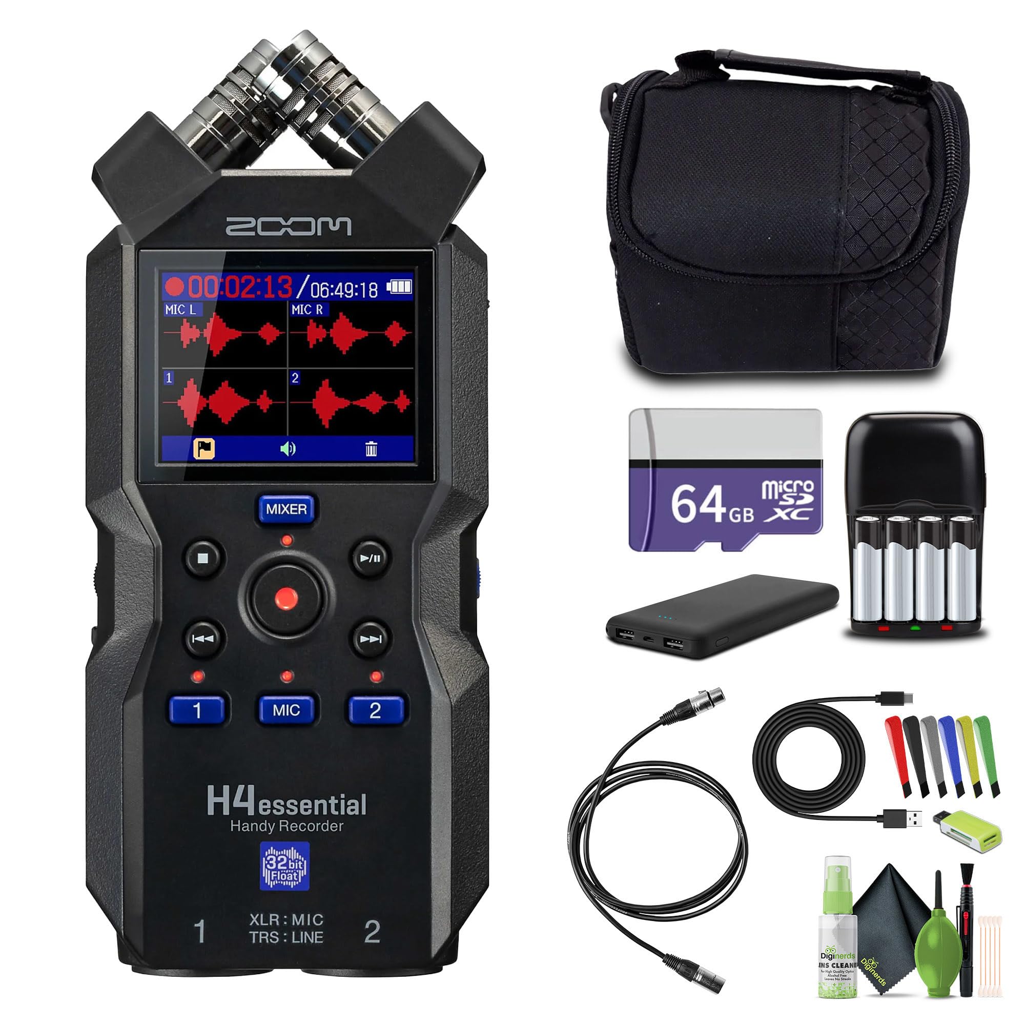 Zoom H4essential 4-Track Audio Recorder with Accessibility Option Bundle | For M